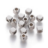 304 Stainless Steel Spacer Beads, Cube, Stainless Steel Color, 4x4x4mm, Hole: 2mm, 30pcs/Set