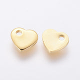 201 Stainless Steel Charms, Stamping Blank Tag, Heart, Real 24k Gold Plated, 5x6x1mm, Hole: 1mm, 200pc/Set