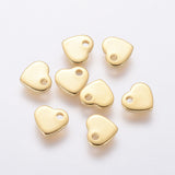 201 Stainless Steel Charms, Stamping Blank Tag, Heart, Real 24k Gold Plated, 5x6x1mm, Hole: 1mm, 200pc/Set