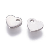 Tarnish Resistant 201 Stainless Steel Charms, Stamping Blank Tag, Heart, Stainless Steel Color, 5x6x1mm, Hole: 1mm, 200pc/Set