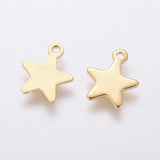 304 Stainless Steel Charms, Star, Real 18k Gold Plated, 10x8x0.8mm, Hole: 1.4mm, 200pc/Set