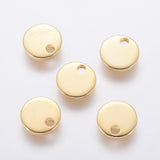 304 Stainless Steel Charms, Stamping Blank Tag, Flat Round, Real 18K Gold Plated, 7x1mm, Hole: 1.4mm, 100pcs/Set