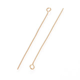 304 Stainless Steel Eye Pins, Real 18K Gold Plated, 50x0.6mm, Hole: 2mm, 200pc/Set