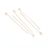 304 Stainless Steel Eye Pins, Real 18K Gold Plated, 50x0.6mm, Hole: 2mm, 200pc/Set