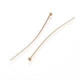 304 Stainless Steel Ball Head Pins, Real 24k Gold Plated, 40x0.6mm, 22 Gauge, Head: 1.8mm, 200pc/Set