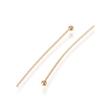 304 Stainless Steel Ball Head Pins, Real 24k Gold Plated, 30x0.6mm, 22 Gauge, Head: 1.8mm, 200pc/Set