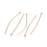 304 Stainless Steel Ball Head Pins, Real 24k Gold Plated, 30x0.6mm, 22 Gauge, Head: 1.8mm, 200pc/Set