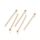 304 Stainless Steel Ball Head Pins, Real 24k Gold Plated, 22x0.6mm, 22 Gauge, Head: 1.8mm, 200pc/Set