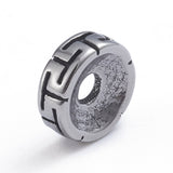 Retro 304 Stainless Steel Spacer Beads, Flat Round with T Pattern, Antique Silver, 8x2.8mm, Hole: 2.2mm, 10pc/Set