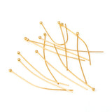 304 Stainless Steel Ball Head Pins, Golden, 40x0.6mm, 22 Gauge, Head: 1.8mm, 50pcs/Set