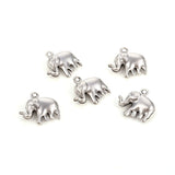 Non-Tarnish 304 Stainless Steel Charms, Elephant, Stainless Steel Color, 15x14.5x5mm, Hole: 1.2mm, 10pc/Set