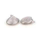 Non-Tarnish 304 Stainless Steel Charms, Shell Shapes, Stainless Steel Color, 13.5x14x4mm, Hole: 1mm, 10pc/Set