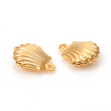 304 Stainless Steel Pendants, Hollow Scallop Shape, Golden, 14x11x4.5mm, Hole: 1mm, 10pc/Set