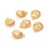 304 Stainless Steel Pendants, Hollow Scallop Shape, Golden, 14x11x4.5mm, Hole: 1mm, 10pc/Set