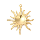 Ion Plating(IP) 304 Stainless Steel Pendants, Sun Charms, Real 18K Gold Plated, 45x37x3.5mm, Hole: 2mm, 20pc/Set