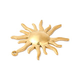 Ion Plating(IP) 304 Stainless Steel Pendants, Sun Charms, Real 18K Gold Plated, 45x37x3.5mm, Hole: 2mm, 20pc/Set