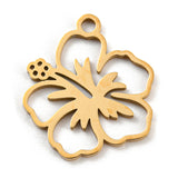 Golden Plated 304 Stainless Steel Pendants, Laser Cut, Flower, 17.5x15.5x1mm, Hole: 1.6mm, 20pc/Set