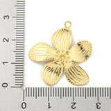 PVD Vacuum Plating 304 Stainless Steel Pendants, Flower Charm, Real 18K Gold Plated, 28x27x3.5mm, Hole: 1.6mm, 3pc/Set