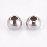 304 Stainless Steel Smooth Round Spacer Beads, Stainless Steel Color, 3x2mm, Hole: 1.2mm, 500pcs/Set