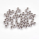 304 Stainless Steel Smooth Round Spacer Beads, Stainless Steel Color, 3x2mm, Hole: 1.2mm, 500pcs/Set