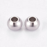 Tarnish Resistant 304 Stainless Steel Smooth Round Spacer Beads, Stainless Steel Color, 4x3mm, Hole: 1.5mm, 500pc/Set