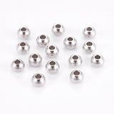 Tarnish Resistant 304 Stainless Steel Smooth Round Spacer Beads, Stainless Steel Color, 4x3mm, Hole: 1.5mm, 500pc/Set