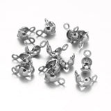 Tarnish Resistant 304 Stainless Steel Bead Tips, Calotte Ends, Clamshell Knot Cover, Stainless Steel Color, 8x4mm, Hole: 1.2mm, 1000pc/Set