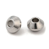 Tarnish Resistant 304 Stainless Steel Spacer Beads, Bicone, Stainless Steel Color, 4x2.5mm, Hole: 1.5mm, 100pc/Set