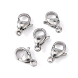 Tarnish Resistant 304 Stainless Steel Lobster Claw Clasps, Parrot Trigger Clasps, Stainless Steel Color, 11x7x3.5mm, Hole: 1mm, 100pc/Set