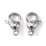 Tarnish Resistant 304 Stainless Steel Lobster Claw Clasps, Parrot Trigger Clasps, Stainless Steel Color, 11x7x3.5mm, Hole: 1mm, 100pc/Set