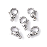 304 Stainless Steel Lobster Claw Clasps, Parrot Trigger Clasps, Stainless Steel Color, 12x7x3.5mm, Hole: 1.5mm, 100pcs/Set