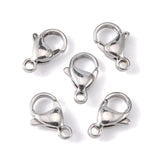 Tarnish Resistant 304 Stainless Steel Lobster Claw Clasps, Parrot Trigger Clasps, Stainless Steel Color, 13x8x4mm, Hole: 1.5mm, 100pc/Set