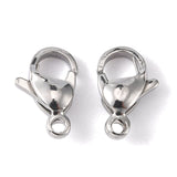 Tarnish Resistant 304 Stainless Steel Lobster Claw Clasps, Parrot Trigger Clasps, Stainless Steel Color, 13x8x4mm, Hole: 1.5mm, 100pc/Set