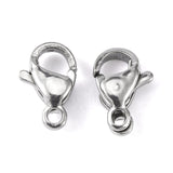 304 Stainless Steel Lobster Claw Clasps, Parrot Trigger Clasps, Stainless Steel Color, 9x6x3mm, Hole: 1mm, 100pcs/Set