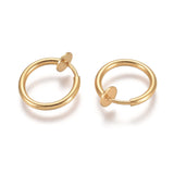 304 Stainless Steel Clip-on Earring Findings, for Non-pierced Ears, Golden, 14.5x1.5mm, 5pc/Set