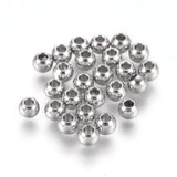 Tarnish Resistant 316L Surgical Stainless Steel Beads, Round, Stainless Steel Color, 3x2.5mm, Hole: 1.2mm, 50pc/Set