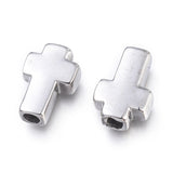 Tarnish Resistant 304 Stainless Steel Beads, Cross, Stainless Steel Color, 14~15x10x4mm, Hole: 2.7mm