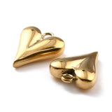 Ion Plating(IP) 316 Surgical Stainless Steel Charms, Heart, Real 24K Gold Plated, 14.5x11x4mm, Hole: 1.6mm, 10pc/Set