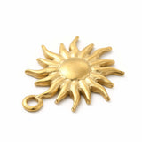 304 Stainless Steel Pendants, Sun Charms, Golden, 23x19.5x2mm, Hole: 2.1mm, 20pc/Set