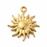 304 Stainless Steel Pendants, Sun Charms, Golden, 23x19.5x2mm, Hole: 2.1mm, 20pc/Set