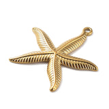 Ion Plating(IP) 304 Stainless Steel Pendants, Starfish Charm, Real 18K Gold Plated, 29x27.5x2.5mm, Hole: 1.5mm, 20pc/Set