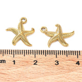 Ion Plating(IP) 304 Stainless Steel Pendants, Starfish Charm, Real 18K Gold Plated, 16x14x2mm, Hole: 1.5mm, 20pc/Set