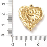 Ion Plating(IP) 304 Stainless Steel Pendants, Textured, Heart Charm, Real 18K Gold Plated, 25.5x21x3mm, Hole: 1.6mm, 20pc/Set