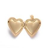 Ion Plating(IP) 316 Stainless Steel Locket Pendants, Heart, Real 18k Gold Plated, 29x29x7mm, Hole: 9x5mm, Inner: 21x20mm, 10pc/Set