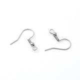 316 Surgical Stainless Steel Earring Hooks, with Horizontal Loop, Stainless Steel Color, 20x19.5mm, Hole: 2mm, 21 Gauge, Pin: 0.7mm, 100pcs/Set