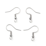 316 Surgical Stainless Steel Earring Hooks, with Horizontal Loop, Stainless Steel Color, 20x19.5mm, Hole: 2mm, 21 Gauge, Pin: 0.7mm, 100pcs/Set