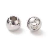 Tarnish Resistant 304 Stainless Steel Round Spacer Beads, Stainless Steel Color, 6x5mm, Hole: 2mm, 50pc/Set