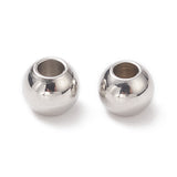 Tarnish Resistant 304 Stainless Steel Round Spacer Beads, Stainless Steel Color, 6x5mm, Hole: 2mm, 50pc/Set