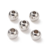 Tarnish Resistant 304 Stainless Steel Round Spacer Beads, Stainless Steel Color, 6x5mm, Hole: 2mm, 50pc/Set