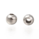 Round 316 Surgical Stainless Steel Spacer Beads, Stainless Steel Color, 3mm, Hole: 1mm, 1000pcs/Set